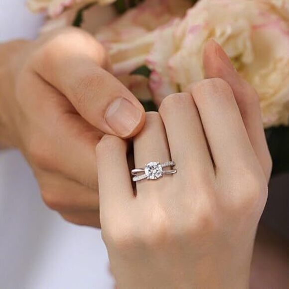 Moissanite Engagement Rings for Women,Moissanite Wedding Ring 2CT D Color VVS1 - Picture 4 of 6